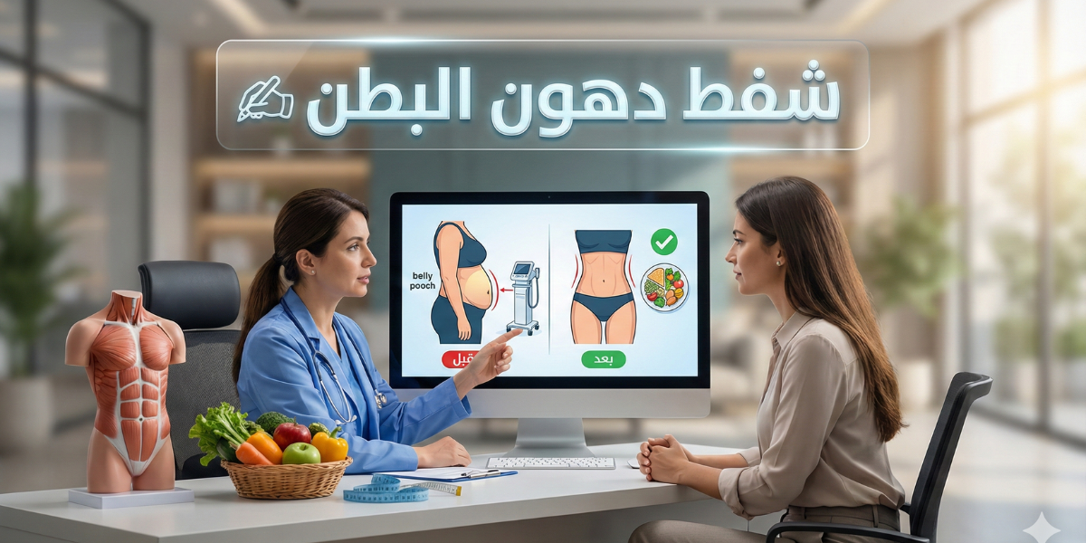 توضيح طبي لأنواع دهون البطن عند النساء وتأثير شفط الدهون على الدهون تحت الجلد دون الدهون الحشوية