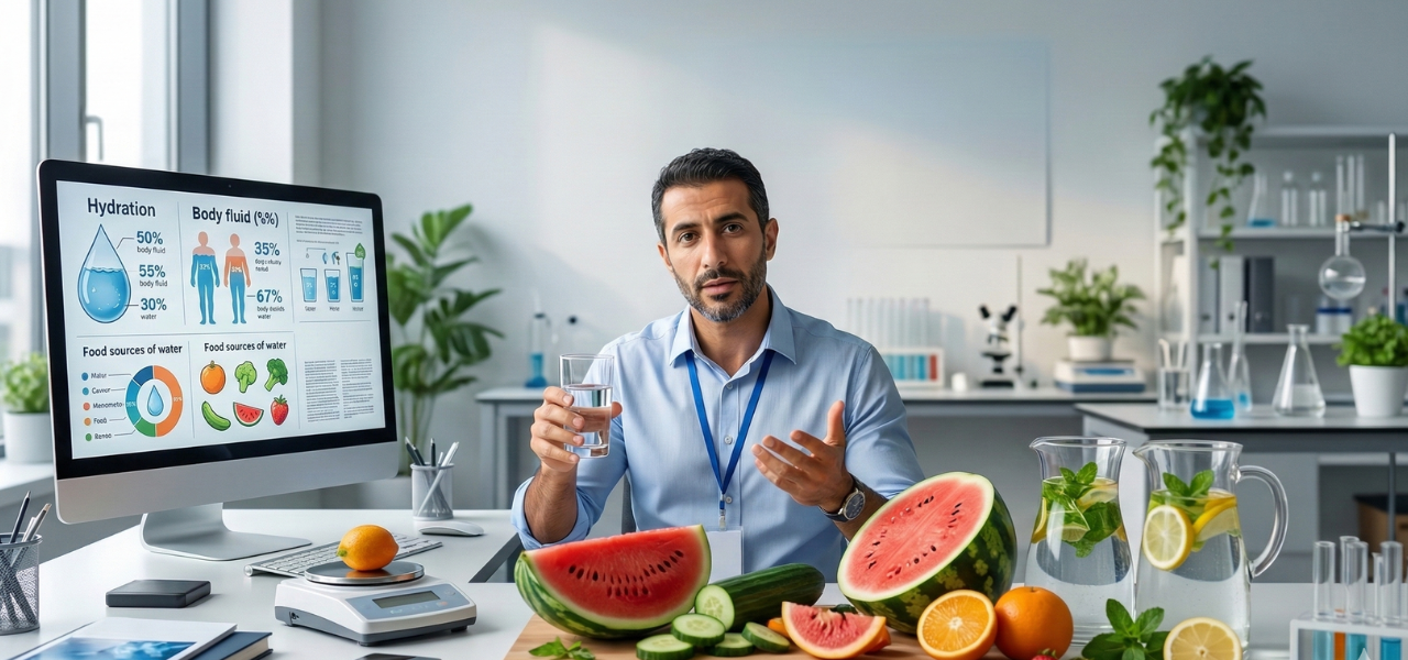 كوب ماء مع عدة أكواب أخرى يرمز إلى قاعدة شرب 8 أكواب من الماء يومياً